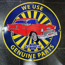 CHEVROLET GENUINE PARTS PORCELAIN ENAMEL SIGN 30 INCHES ROUND picture