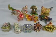 LOT OF 12 SMALL JEWELED ENAMEL TRINKET BOXES, FIGURAL, NICE picture
