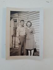 Vtg Original Found Photo Man and woman black white 1940s outdoors snapshot J10 picture