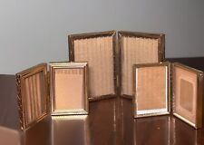 Vintage Gold Tone Metal Picture Frames Lot of 3 Hinged Bifold 4x6 3x5 Ornate picture