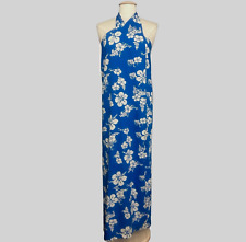 Vintage Ui Maikai Womens Sarong Wrap Dress OS Blue Hawaiian Tropical Floral Maxi picture