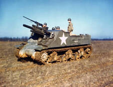 an American tank crew drive M7 Priest self-propelled artillery veh- Old Photo picture