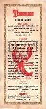 1960s TENDERLOIN RESTAURANT vintage dinner menu STEAK & LOBSTER size 7-1/4