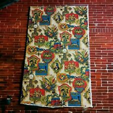 Colonial Print Fabric Vintage 70s House Home 48x39 0ld World Drapery Upholstery  picture