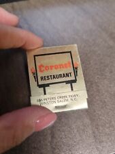 Vintage Matchbook Coronet Restaurant Winston Salem, NC UNSTRUCK picture