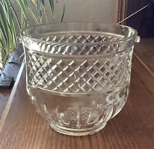Diamond Cut Pressed Glass Mid-Century Crystal Ice Bucket with No Handle Barware picture