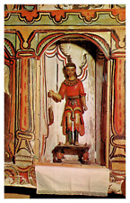 Chimayo NM New Mexico Bulto Archangel San Rafael Carved Santo Chrome Postcard picture