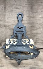 Rare Antique Cast Iron Flip Up Oil Lamp Holder  With Attached  Wall picture