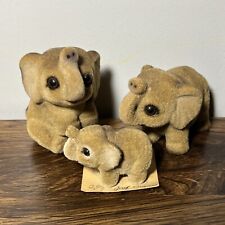Vintage Josef Originals Flocked Elephant Family - Adorable Trio Collectibles picture