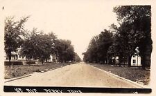 Perry Iowa~First 1st Avenue Homes~Wide Gravel Road~Arrived 11:27 Train~1912 RPPC picture