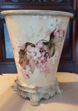 VTG ROMANTIC VICTORIAN SHABBY CHIC FLORAL WASTE BASKET TRASH CAN VANITY... picture