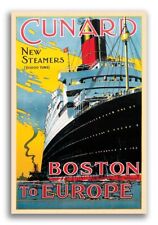 Boston To Europe Cunard Oceanliner Vintage Style 1922 Travel Poster - 16x24 picture