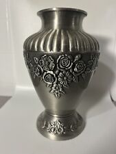 Handcrafted Floral Pewter Vase Large picture