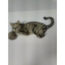 Gray Tabby Cat with Ball of Yarn Laying Flat Resin 12