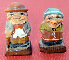Anri Italy carved wood Man & Woman, two Figurines - about 2