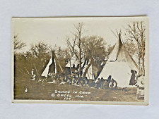 Antique 1914 RPPC Native Americans SQUAWS IN CAMP Fairfax OKLA OSAGE Postcard Co picture