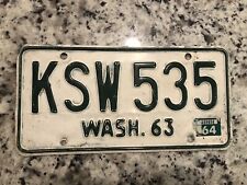 Vintage 1963 64 Sticker Washington State License Plates KSW 535 Automotive USA picture