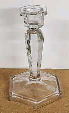 Vintage Heavy Clear Glass Etched Candle Holder picture
