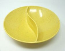 Vintage Serving Bowl Holiday Kenro Yellow Speckled Melamine Divided 9''  picture