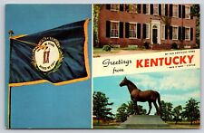 Postcard Greetings from Kentucky Man O War Horse Statue My Old Kentucky Home picture