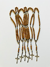6pcs Saint St Benedict Wooden Rosary Prayer Beads Crucifix Cross *DEFECTIVE* picture
