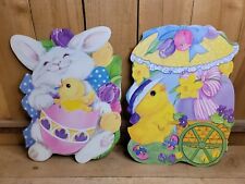  Eureka Easter Cardboard Die Cut's  Double Sided  Rabbit Chicks Vintage USA picture