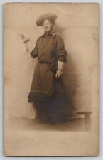 Cowgirl Holds Pistol Gun Gloves RPPC Photo Postcard Denver CO Souvenir 1907-15 picture