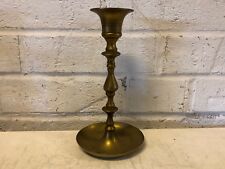 Antique 20th Century Brass Candlestick with Knopped Stem & Everted Round Base picture