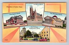 Austin TX-Texas, Churches of Austin, Vintage Postcard picture