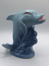 Blue Ceramic Pottery Dolphin Fish Figurine Retro Bathroom Vintage Decor Brazil picture