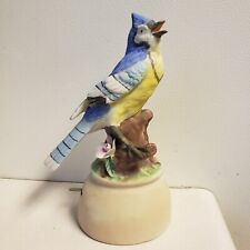 As-Is Chipped Vintage Enesco Bluejay Bird Wind Up Music Box 8