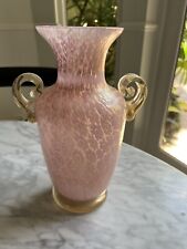Murano Glass Millefiori Urn Vase, Entirely Hand Crafted, Pink/24k Gold picture