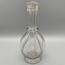Antique Hand Blown Glass 4 Section Liquor Decanter Etched Labels 11.5