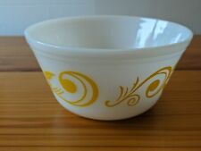 Vtg Federal Glass Milk Glass Oven Ware Nesting Mixing Bowl Yellow Flowers 8” picture