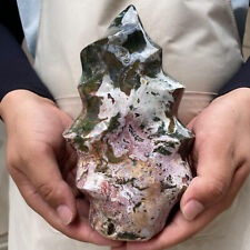 1900g Natural Ocean Jasper Flame Quartz Crystal Freedom Stand Reiki Healing picture