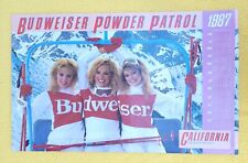 Budweiser Beer 1987 Poster Vintage Powder Patrol Ski Run California 18.5
