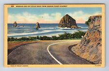 OR-Oregon, Needles and Hay Stack Rock, Oregon Coast Highway Vintage Postcard picture