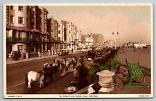 Donkeys & Marine Walk Worthing w/ antique cars Tuck Postcard picture
