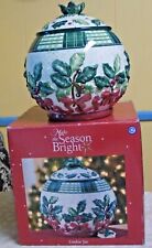 Large Vintage Make The Season Bright Cookie Jar With Holly NIOB picture