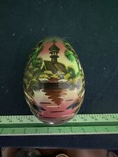 Russian egg Hand painted Church & Steeple Scene ￼ picture
