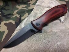Elk Ridge A/O Spring Assisted Brown Wood Black Folding Pocket Knife A002PW picture