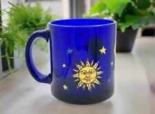 Vintage Cobalt Blue Celestial Sun Moon & Stars Libbey Mug/Cup as seen “Friends” picture