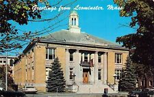 Leominster MA Massachusetts Old City Hall Downtown 1950s Vtg Postcard B14 picture