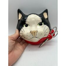 Vintage Babbacombe Pottery Tuxedo Cat Face String Dispencer Phillip Laureston picture
