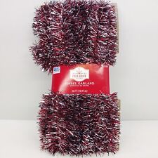 Holiday Time Tinsel Garland Red Silver Shiny Mix Frosted 36 Ft Christmas Decor picture