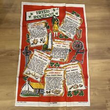 Vintage Tea Towel By Ulster Irish Recipes 100% Linen Scenes of Ireland Unused picture