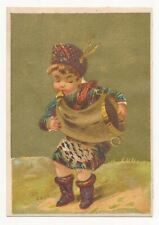 Adorable Little Scottish Boy Playing a Horn - Victorian Trade Card ca.1880's picture