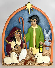 Holy Family Nativity Scene VTG Hand Painted Decor Napkin Holder Mail 3D picture