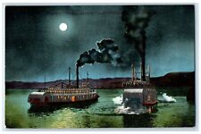 c1910's Steamers Bailey Gatzert And Dalles Columbus River Moonlight Postcard picture