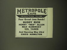 1960 Metropole Cafe Ad - Four Great Jazz Bands Buddy Rich Henry Red Allen picture